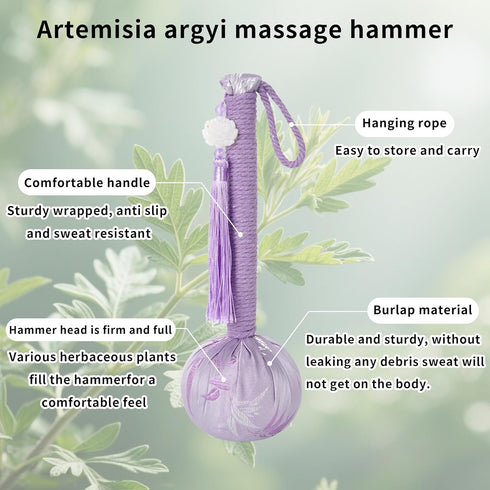 U Scinan 2PCS Hammer (10.6) Herbal Massage Long Hand Percussion Sticks for Muscle Tension & Relaxation, Wormwood