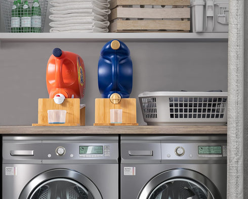 MyLifeUNIT Laundry Detergent Holder - 2 Pack Wooden Dispenser for Laundry Room Organization and Storage