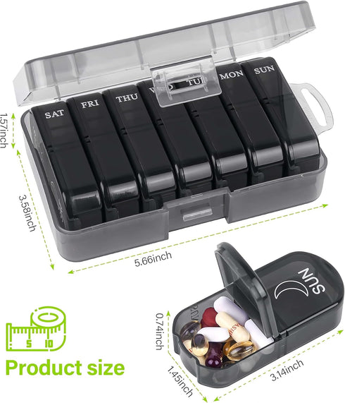 GyOnyx 2 Pack 2 2 14 7 Weekly Pill Boxes and Organizer Times a Day, Travel Essentials Week Day Morning and Night Pill