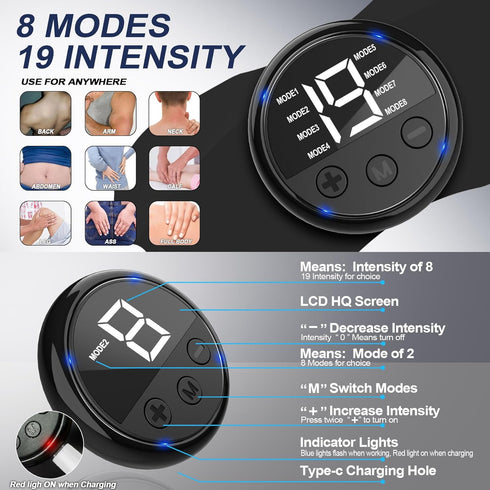 TADOUNE Intelligent Wireless TENS Unit Muscle Stimulator TENS & EMS Device, Electronic Pulse Rechargeable Deep Tissue
