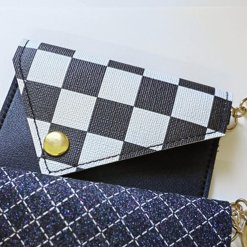 Stylish Black and White Envelope-Shaped Keychain for Birth Control Pills