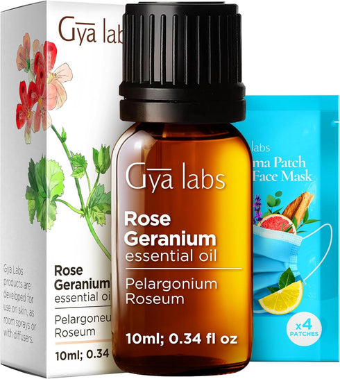 Set Set 2x0.34 oz Rose Geranium Essential Oil for Skin & Vanilla Essential Oil for Diffuser - Aromatherapy Grade