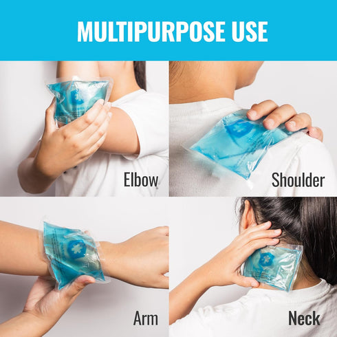 ICEWRAPS Hot & Cold Ice Packs - 3 x 5 in. Soft Gel Packs – Reusable for Injuries, Headaches, Joints, Fevers, & More (6