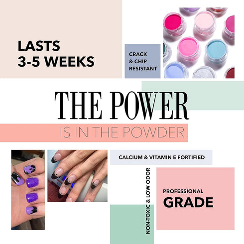 Revel Nail Dip Powder - Black Dip Powder for Nails, Chip Resistant Nail Powder with Vitamin E and Calcium, DIY