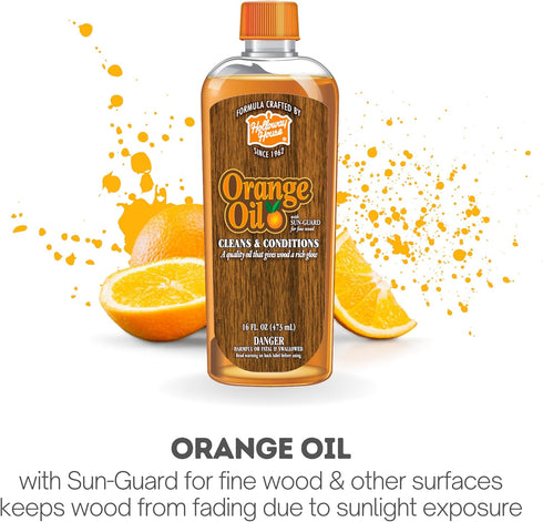 Holloway House 16oz Orange Oil Cleaner w/ Sun-Guard for Fine Wood, Cleans & Conditions, Removes Soap Scum from Shower