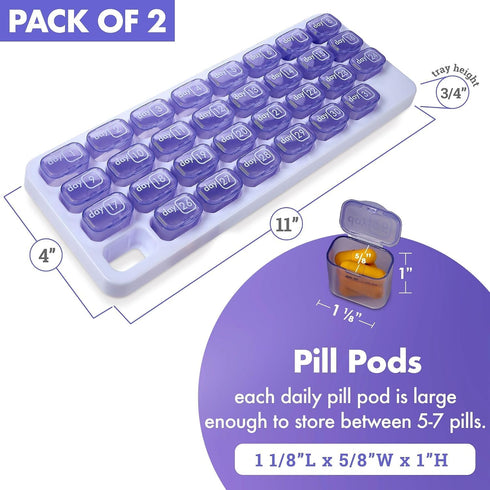 MEDca Format: Unknown Binding (Pack 2) 31 Monthly Pill Organizer - of Day Pill Organizer with Large Removable