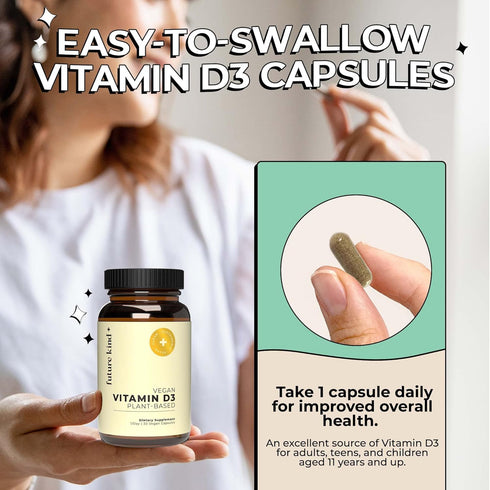 Future Kind Vegan Vitamin D3-2500 IU Plant-Based Supplement - Sugar-Free Lichen-Based for Cell & Immune Support (30