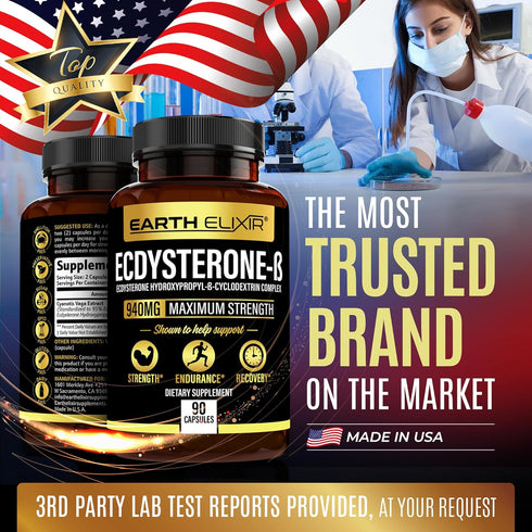 Ecdysterone Supplements 940mg (90 Capsules) – Muscle Building Supplement for Men with Enhanced Bioavailability