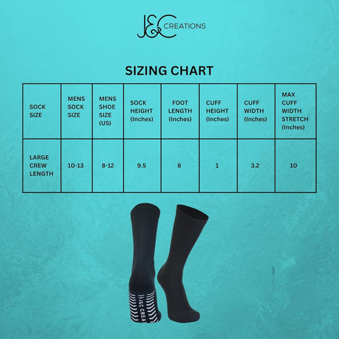 J&C Creations Premium Grip Socks for Men, Size 10-13, Hospital Socks with Grips, 80% Viscose Bamboo