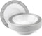 MATANA 20 pc Premium Plastic Party Bowls with Silver Lace Rim, 7" Inch/12oz, Heavy Duty, Reusable for Parties
