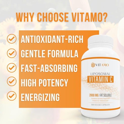 Liposomal Vitamin C 2000mg | 300 Capsules, Immune Support & Collagen Booster, High Absorption Ascorbic Acid, Non-GMO