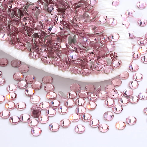 Pink Flatback Rhinestones, Glass Rhinestones for Nail Art and Craft, Loose Crystal Gemstones (Pink, SS20, 1440pcs,