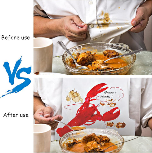 50pcs Disposable Crab Lobster Bibs and 50 Pairs of Plastic Gloves for Seafood (Lobster Style)
