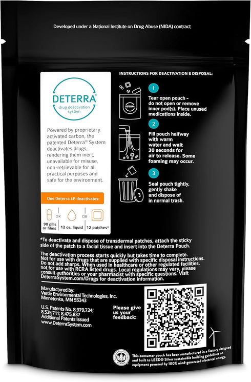 Deterra-LP Drug Deactivation and Medication Disposal System - Safe Pill and Liquid Destroyer, Plant-Based Large Pouch