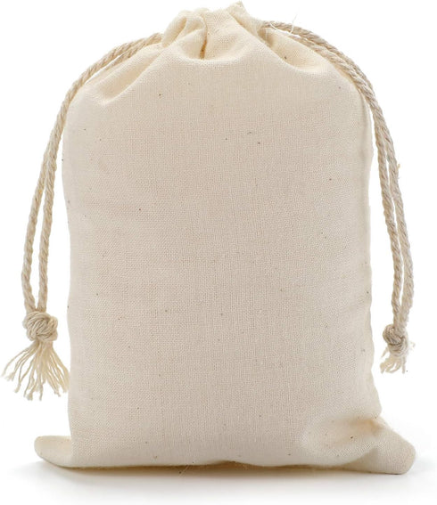 Muslin Drawstring Cotton Bags - 50 Pcs, 4x6 Inch - Organic Fabric Sachets for DIY Craft, Party, Wedding & Home Storage