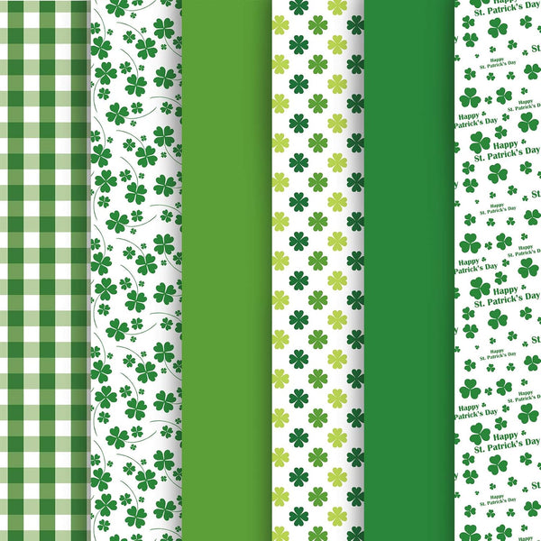 Whaline St. Patrick's Day Tissue Paper, 90 Sheet Green Plaid Shamrock Pattern for DIY Crafts, Gift Bag Packing