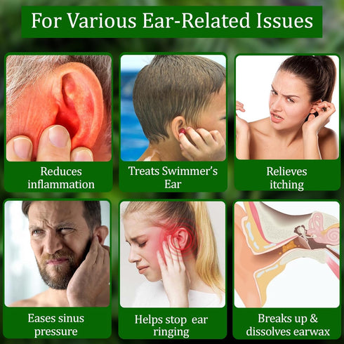Organic Ear Oil for Ear Infection - Natural Eardrops for Pain, Swimmer's Ear & Wax Removal (0.5 Oz)