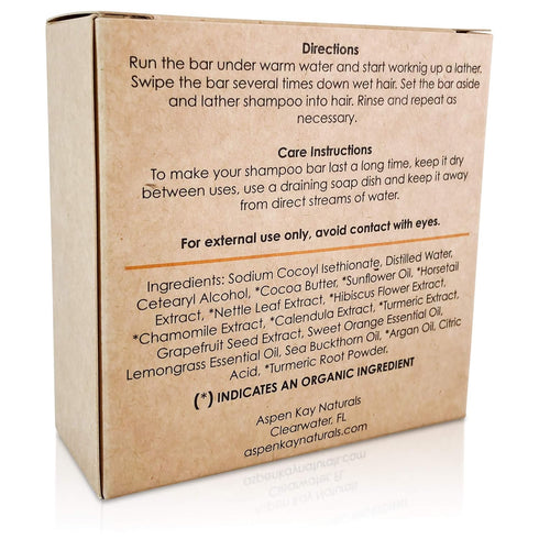 Solid Shampoo Bar, 3 Ounce, Lemongrass & Sweet Orange, Natural & Organic, Sulfate-Free, Vegan
