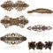 WILLBOND 6 Pieces Vintage Hair Barrettes, Retro French Flower Clips, Metal Bronze Floral Pins for Women