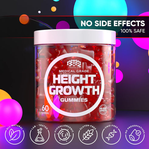 Height Growth Increase Gummies Vitamins - Grow Tall Supplement with Calcium, Magnesium, Zinc, Ashwagandha, Glucosamine