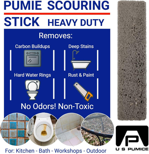 PUMIE Scouring Stick, Heavy Duty Extra Strong Pumice Cleaning Bar, 2 Pack