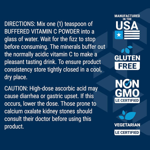 Life Extension Buffered Vitamin C Powder, 454 grams, for Sensitive Stomachs, Gluten Free