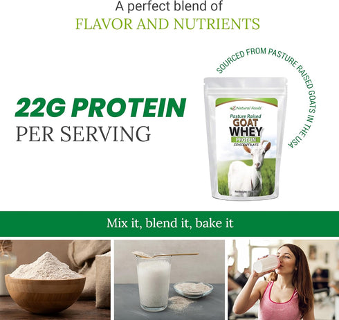 Z Natural Foods Goat Whey Protein Powder Concentrate, 1 lb, Undenatured, Unflavored, Pasture Raised