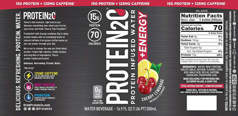 Protein2o 15g Whey Protein Infused Water - Cherry Lemonade, 16.9 oz Bottle (Pack of 12)