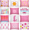 Kajaia 12 Pcs Preppy Makeup Bag with Zipper - Pink Smile Face Cosmetic Bag for Women