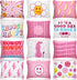 Kajaia 12 Pcs Preppy Makeup Bag with Zipper - Pink Smile Face Cosmetic Bag for Women