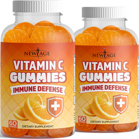 NEW AGE Vitamin C Gummies - Orange Vitamin C Gummy for Healthy Immune System, Vegetarian, Gluten-Free (120 Gummies)