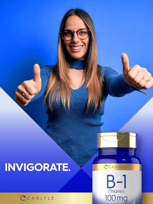 Carlyle Vitamin B-1 | 100mg | 300 Tablets - Non-GMO and Gluten Free Thiamin Supplement