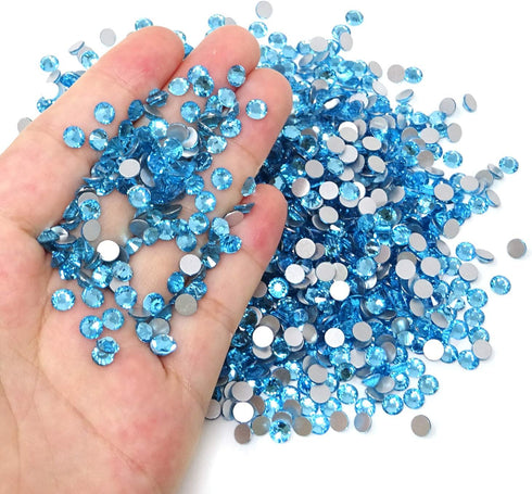 Honbay 1440PCS 5mm ss20 Light Blue Sparkly Round Flatback Rhinestones Crystals, Non-Self-Adhesive