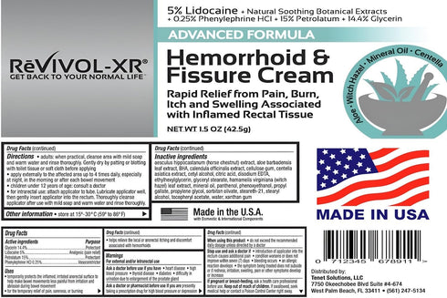 Advanced Hemorrhoid Treatment, 5% Lidocaine + Phenylephrine (Swell) + Glycerin (Protectant) + Aloe + Witch Hazel +