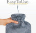 Hot Water Bottle with Soft Cover - 1.8L Large Hot Water Bag for Pain Relief, Dark Grey.