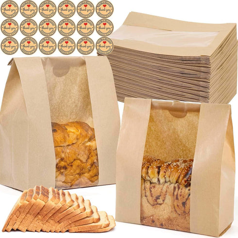 Sublaga 40 Pcs Bread Bags for Homemade Bread With Window Sourdough, 13.78x8.27x3.54 in,