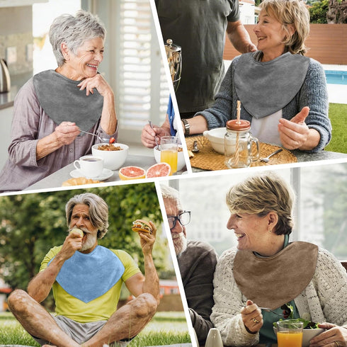 Lunluarai 3 Pack Adult Bibs for Seniors Men Women, Soft Cotton Absorbent Drooling Bibs, Adjustable Clothing Protector