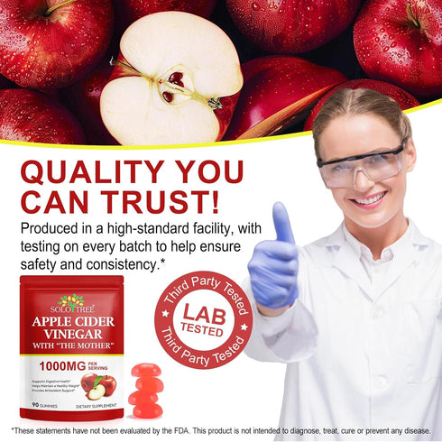 NIFEISHI Gummies, (1000mg) (90Count) Gummies B6 B12, Apple Cider Vinegar Apple Cider Vinegar with Mother, ACV w/Vitamin
