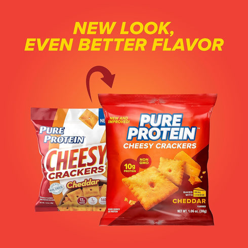 Cheddar Cheesy Crackers, High Protein Snack, 10G Protein, 1.06 Oz (Pack of 12)