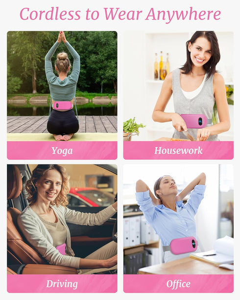 Portable Heating Pad for Cramps, Cordless Electric Fast Heating Pad for Back Pain Relief, 6 Heat & Massage Modes