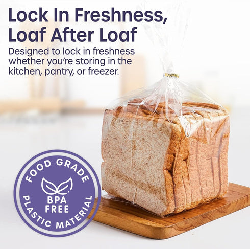 volila 150 Pack Reusable Plastic Bread Bags - Clear Loaf Bags for Homemade Bread - Perfect for Baked Goods Storage