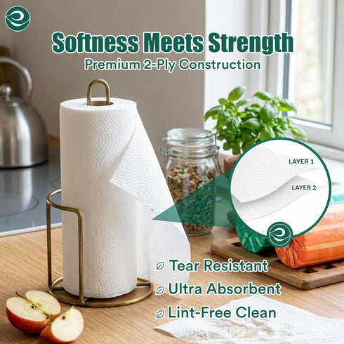Set 6 |150 Eco Soul Bamboo Paper Towel Of Rolls Sheets Per Roll | Ultra Absorbent, Eco-Friendly, Sustainable, Food Safe