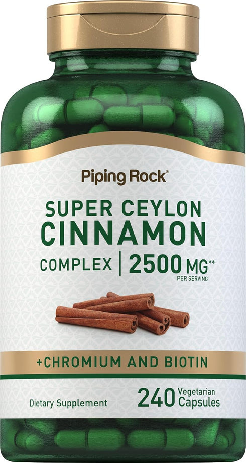 Piping Rock Ceylon Cinnamon Complex | 2500mg | 240 Capsules, Plus Biotin and Chromium