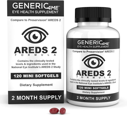 AREDS 2 SoftGels, 500 mg Vitamin C, 400 IU Vitamin E, 10 mg Lutein - Supports Eye Health, 120 Mini SoftGels