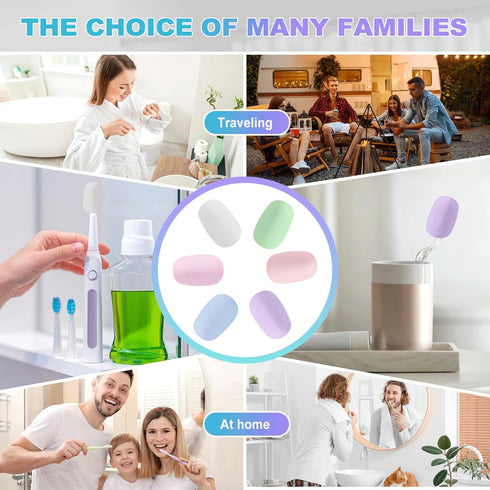 6 Packs Toothbrush Covers, Silicone Caps for Electric Toothbrush Replacement Heads & Manual Toothbrush