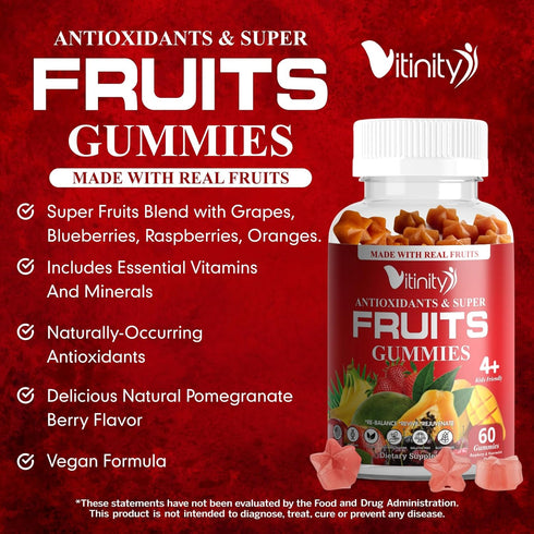 Real Fruit & Veggie Gummies - Superfood Vegetable Vitamin Supplement for Women, Men, Kids (30-Day Supply)