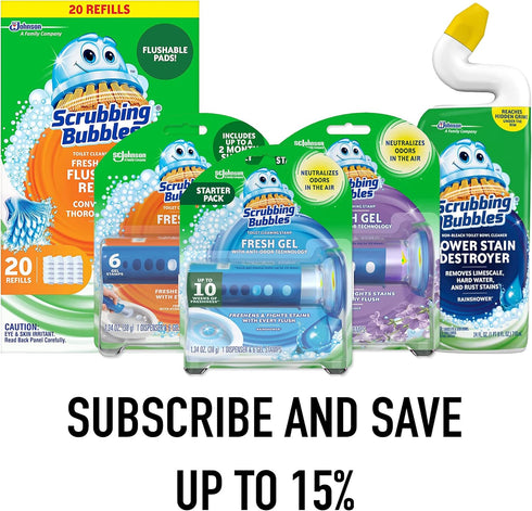 Scrubbing Bubbles Flushable Toilet Bowl Wand Cleaner Refills, Citrus Scent Toilet Refill Pads, 20 Count (Pack of 2)