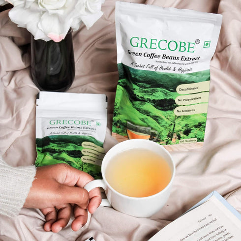 100% Pure Green Coffee Beans Extract, 50% Chlorogenic Acids, Decaffeinated, 100 Sachets