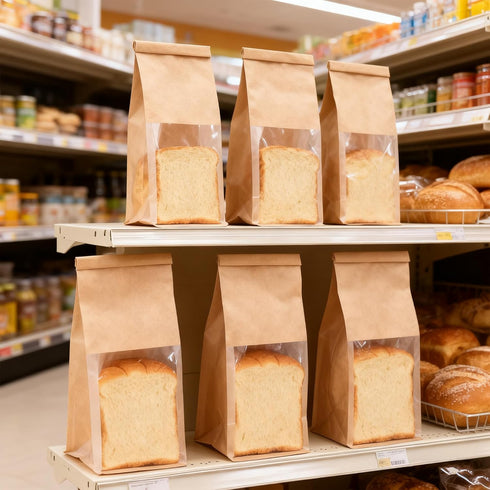 TOSPARTY 50 5.1 3.9 11 Inch Packaging PCS Bread Bags, x x Brown Kraft Paper Cookie Bags with Tin Tie Tab Lock