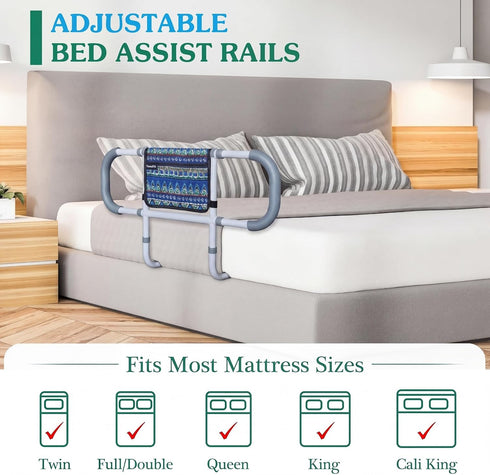 TerseFit 350lbs Adjustable Bed Rails for Elderly Adults Safety; Bedrails for Seniors; Bedside Handrails Stand Assist